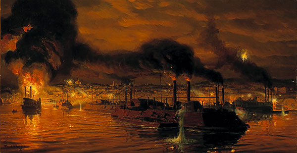 Union Fleet Passing Vicksburg