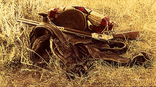1880s Still Life of Saddle and Rifle